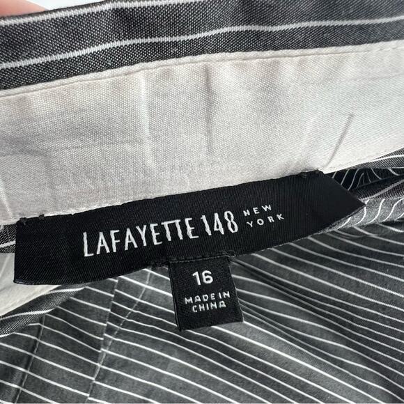 Lafayette 148 cotton poplins pinstripe button down shirt gray white sz 16 - Picture 3 of 6